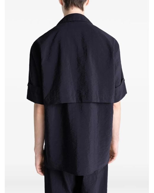 Lemaire Blue Flap Pocket Short Sleeve Shirt for men