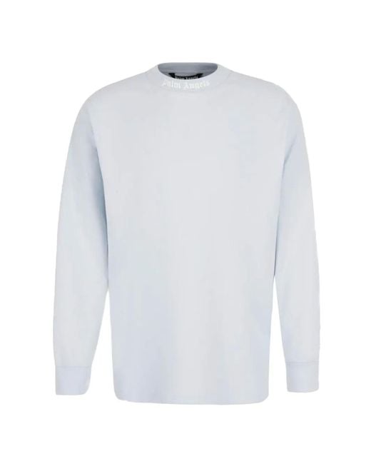 Palm Angels White Logo-Print Long-Sleeve Sweatshirt for men
