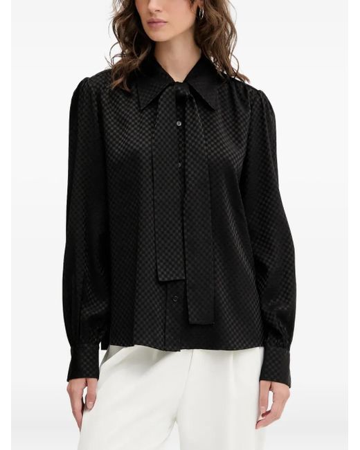 HUGO Black Checked Puff-Sleeve Shirt