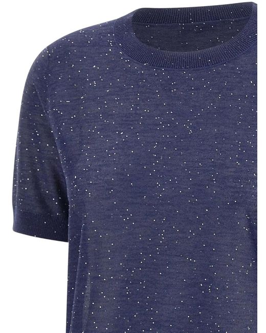 Kangra Blue Sequin Crew-Neck Sweater