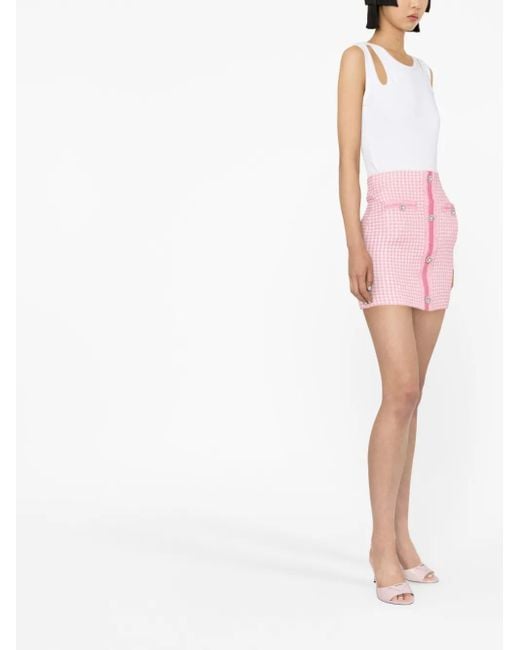 Self-Portrait Gebreide Mini-Rok in het Pink