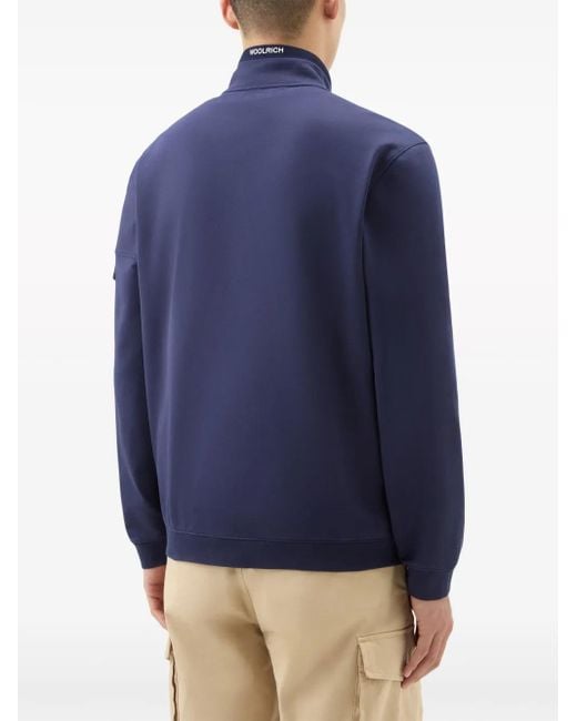 Woolrich Blue Zip-Up Cotton Track Jacket for men