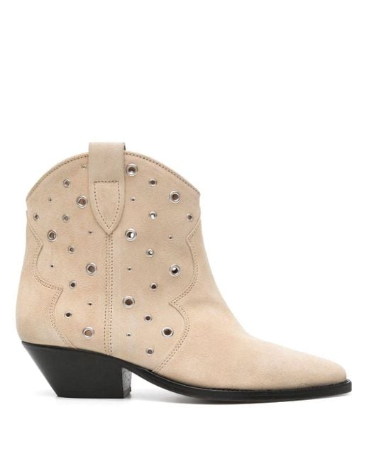 Isabel Marant Dewina 40mm Suede Ankle Boot in het Natural