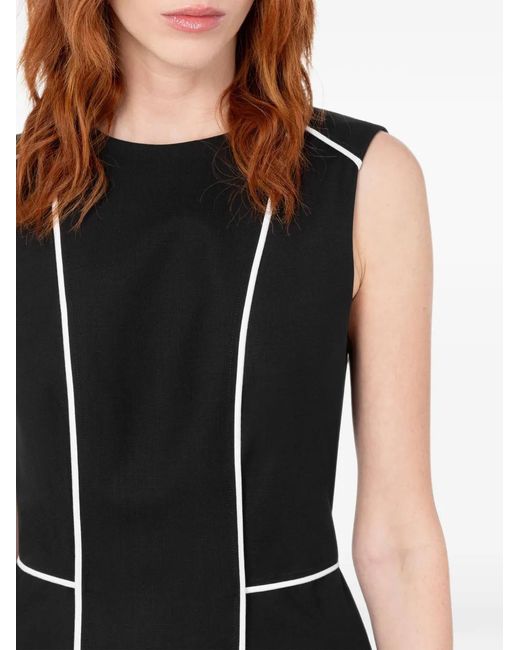 Moschino Black Piping-Detail Sleeveless Midi Dress