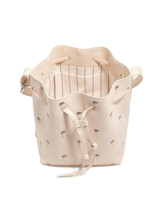 Bimba Y Lola Natural Large Palm-Tree Print Bucket Bag