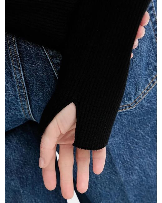 Filippa K Black Henley Ribbed-Knit Sweater