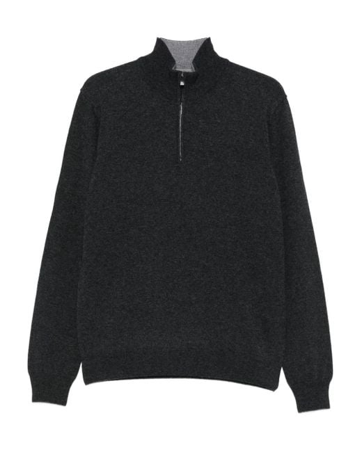 Corneliani Black High-Neck Half-Zip Sweater for men