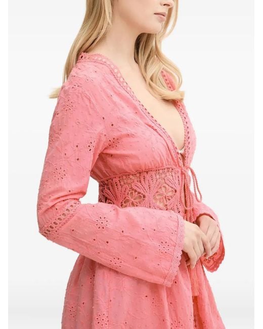 Guess Pink Robe De Plage À Détails D'Œillets