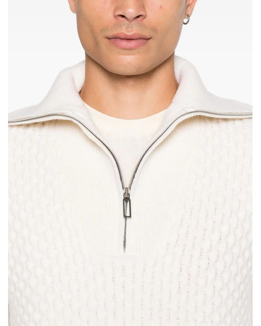 Paolo Pecora White Cable-Knit Jumper for men