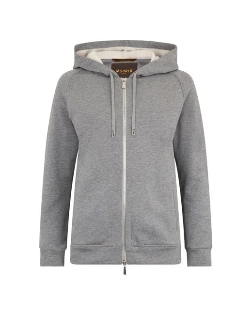 Moorer Gray Zip-Up Drawstring Hoodie