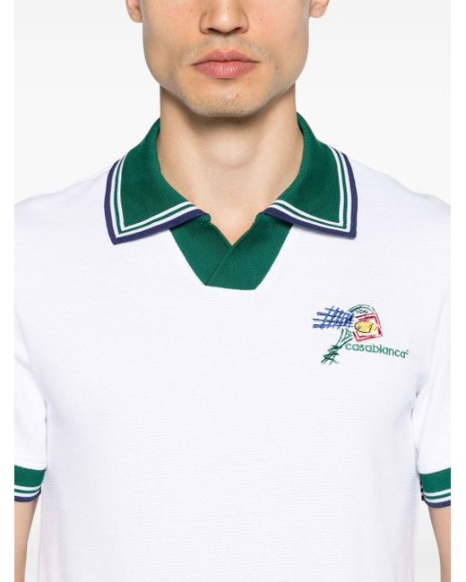 Casablancabrand White Croquis De Tennis Piqué Polo Shirt for men