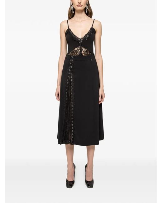 Nissa Black Lace-Trim Midi Kirt