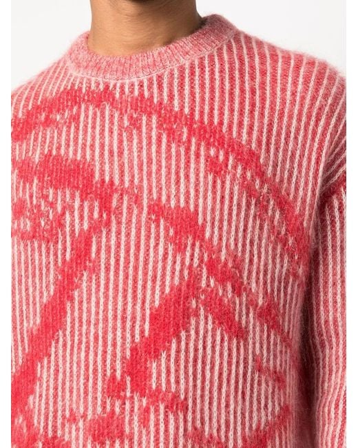 DIESEL Pink Logo-jacquard Jumper In Mohair Blend for men