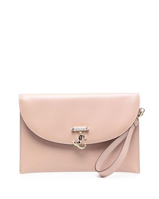 Jimmy Choo Leather Jc Clutch Bag in Pink Lyst Canada
