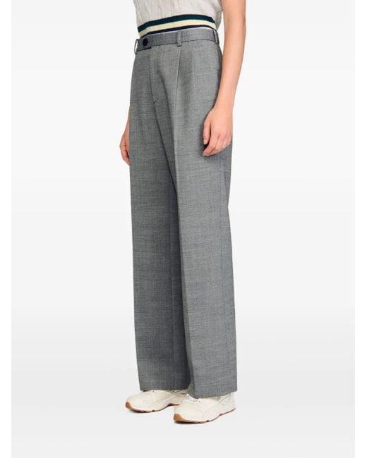 Pantaloni A Gamba Ampia Con Pieghe di Sandro in Gray