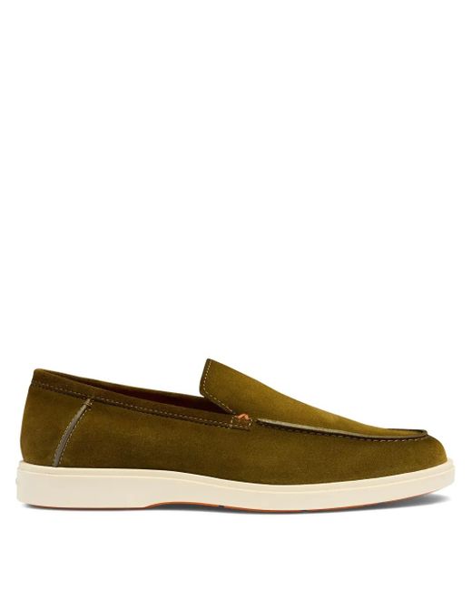 メンズ Santoni スエード ローファー Green