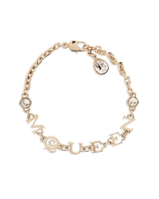 Bracciale Con Ciondolo Logo di Alexander McQueen in Metallic