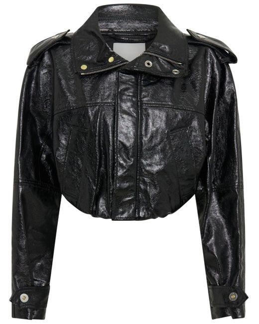 Dion Lee Black Cropped Faux-leather Jacket