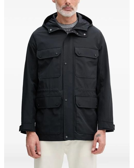 ARMANI EXCHANGE Black Hooded Multi-Pocket Jacket for men