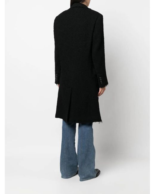 DSquared² Black Single-Breasted Bouclé Coat