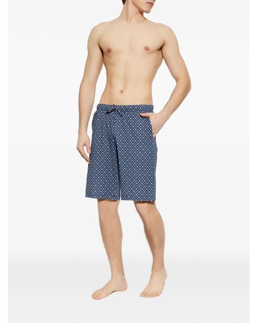 Hanro Blue Drawstring Patterned Shorts for men