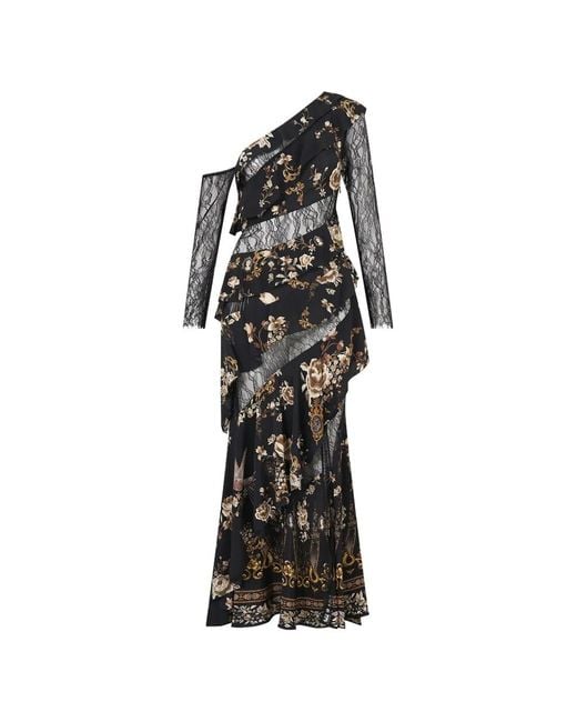 Camilla White Flamenco Folklore Asymmetric Frill Panelled Maxi Dress