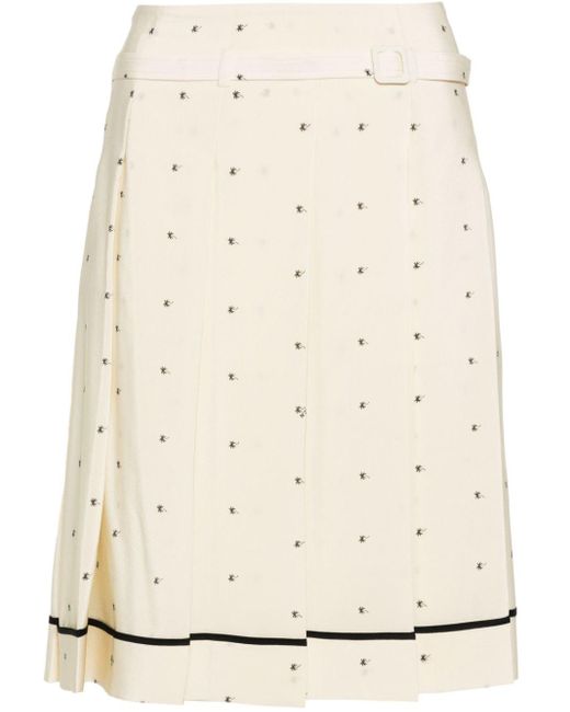 N°21 Natural Silk Pleated Mini Skirt
