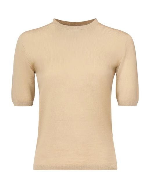 Max Mara Natural T-Shirt Mit Rundem Ausschnitt
