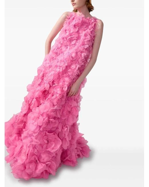 Abito Da Sera Con Applicazione A Fiori di Carolina Herrera in Pink