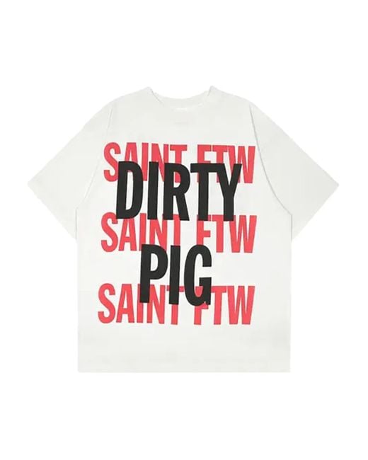 SAINT Mxxxxxx Red Dirty Pig Short Sleeve T-Shirt for men