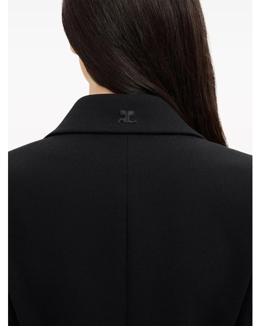 Courreges Black Hyperbole Heritage Logo-Appliqué Coat