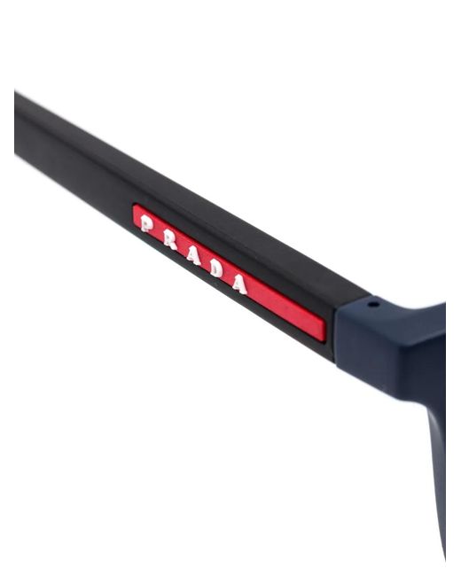 Prada Blue Linea Rossa Rectangle-Frame Glasses for men
