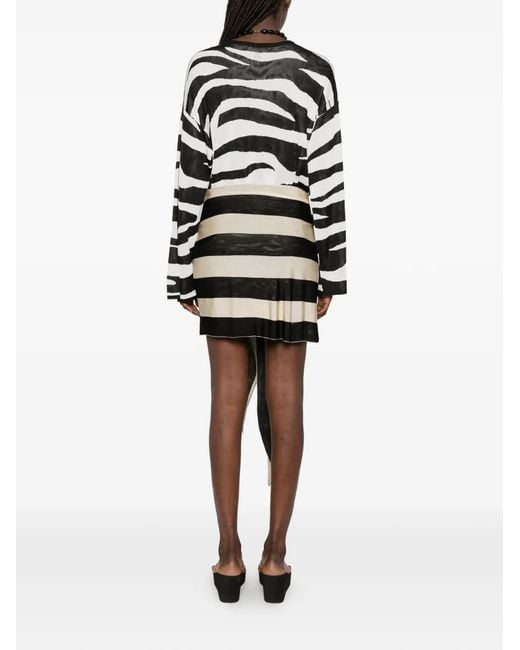 The Attico White Zebra-Print Knotted Mini Dress