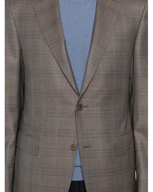 Canali Gray Check Two-Button Blazer for men