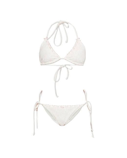 LoveShackFancy White Harbor Bow-Detail Bikini