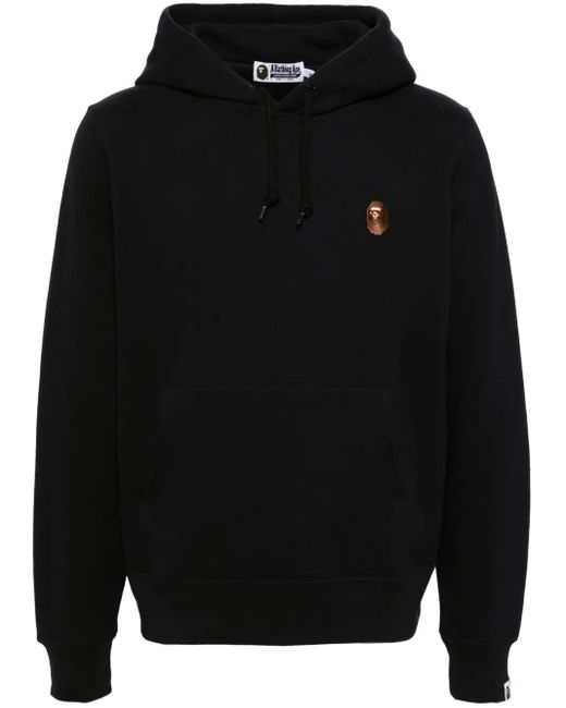 A Bathing Ape Black Logo-Patch Hoodie for men