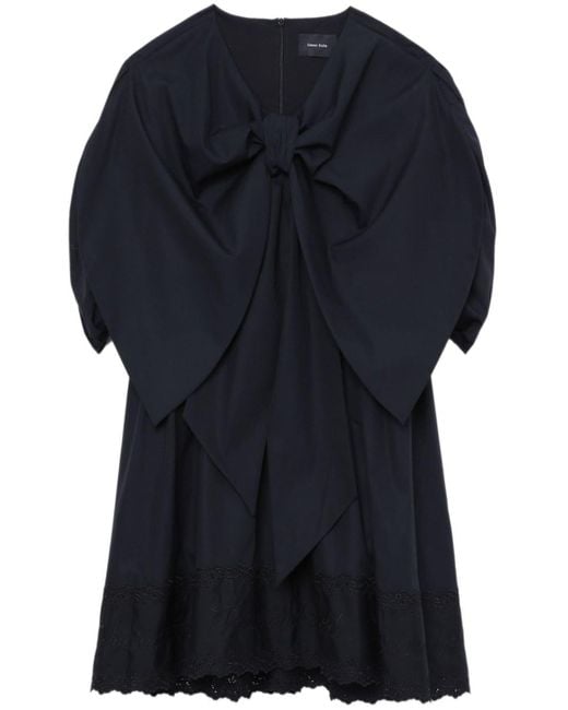Simone Rocha Blue Bow-embellished Cotton Mini Dress