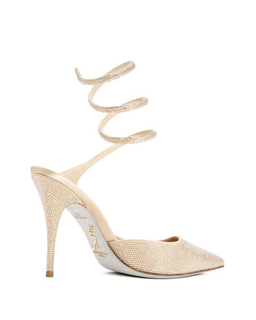 Rene Caovilla Metallic 80Mm Crystal-Embellished Spiral-Strap Pumps