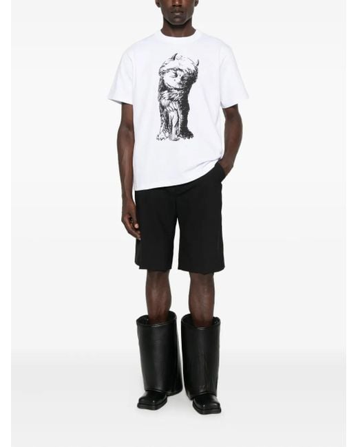 Sacai White Graphic-Print Cotton T-Shirt for men