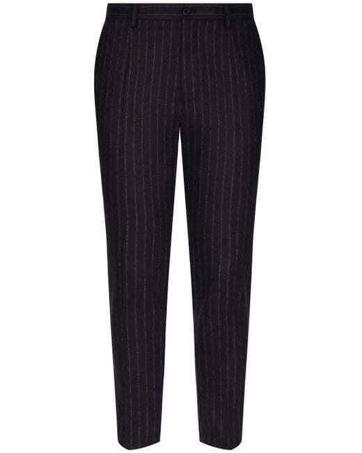 Dolce & Gabbana Blue Striped Tailored Trousers for men