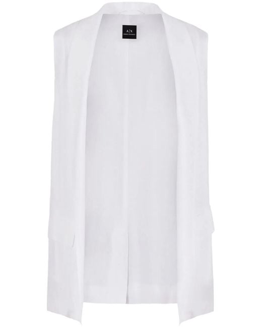 ARMANI EXCHANGE White Shawl-Lapel Open-Front Waistcoat