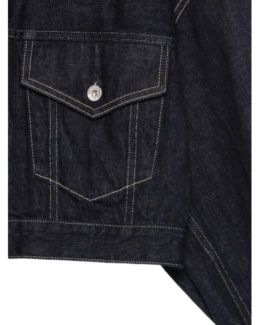 Kuro Black Selvedge Cropped Buttoned Trucker Jacket