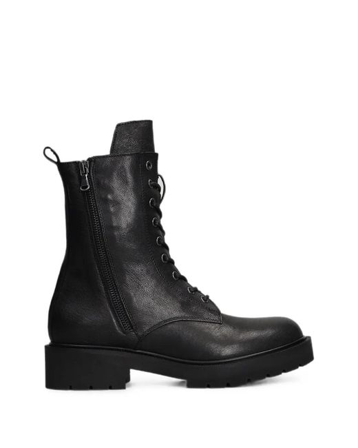 Julie Dee Black Lace-Up Combat Boots