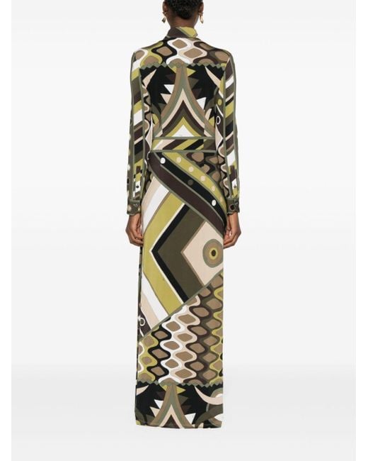 Emilio Pucci Green Abstract-print Maxi Dress