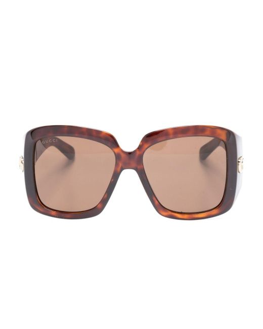 Gucci Pink Tortoiseshell-effect Oversized-frame Sunglasses