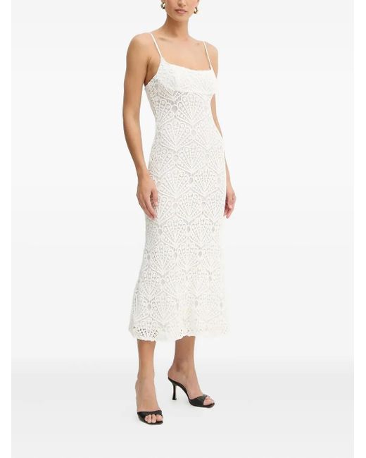 Bardot Midi-Jurk Met Kant in het White