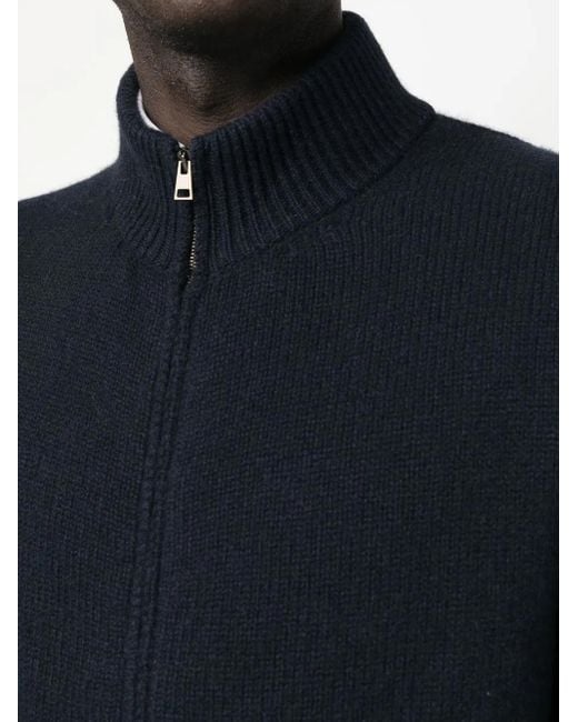 Boglioli Blue Zip-Up Cashmere Jumper for men