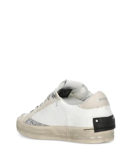 Crime London White Sk8 Deluxe Glitter Sneakers