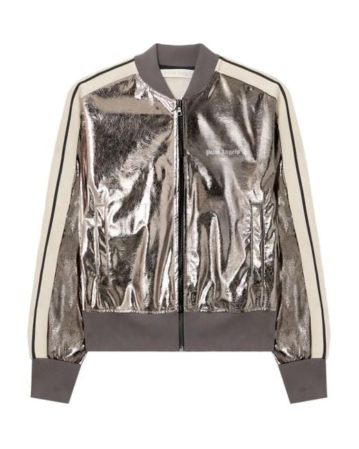 Palm Angels Metallic Sweatshirt mit laminiertem Logo