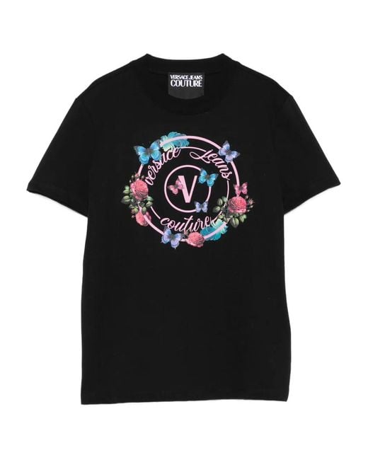 Versace Jeans Couture Black Logo-Print T-Shirt